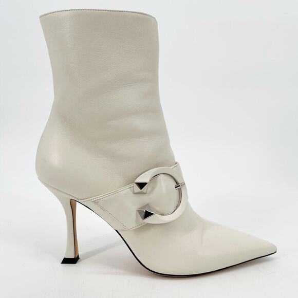 Jimmy Choo White Magik 90 Leather Pointed Toe Heeled Ankle Boot size IT 39 - Picture 2 of 13